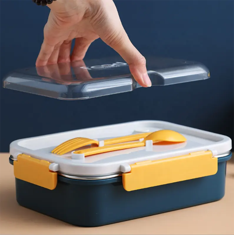 SnapBite Bento Lunch Box | 750ml Mixproof Tiffin with Spoon & Fork for Kids & Office Meals Lb-8913