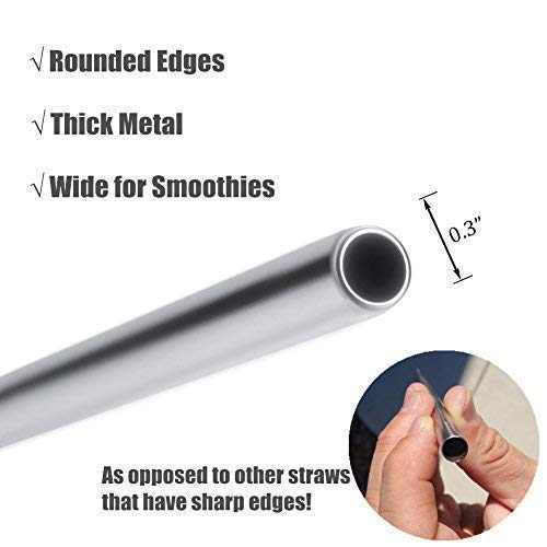 Stainless Steel Metal Straws (2 Bend 2 Straight) Set for Drinking Juice Reusable BPA-Free Metal