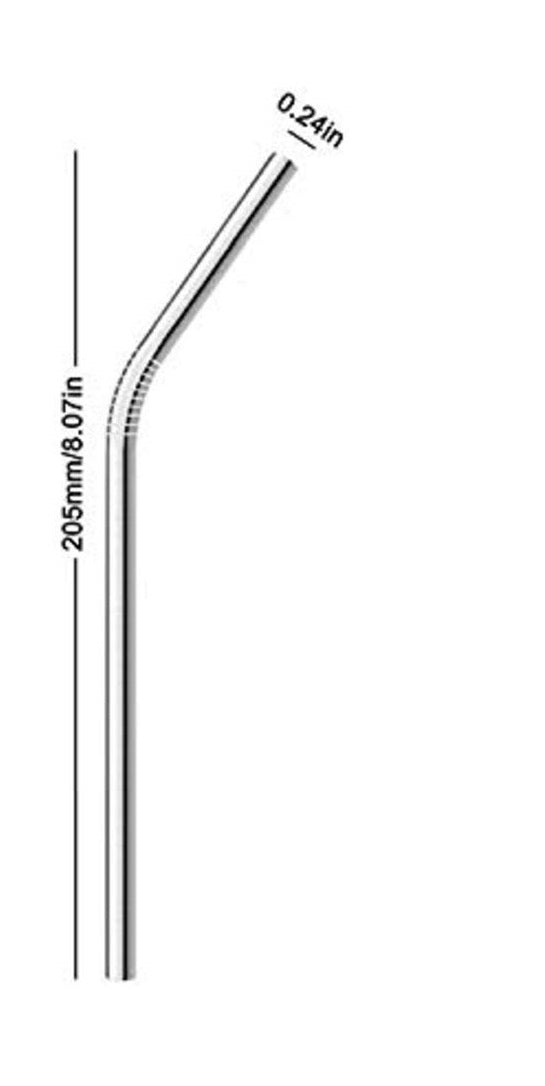 Stainless Steel Metal Straws (2 Bend 2 Straight) Set for Drinking Juice Reusable BPA-Free Metal
