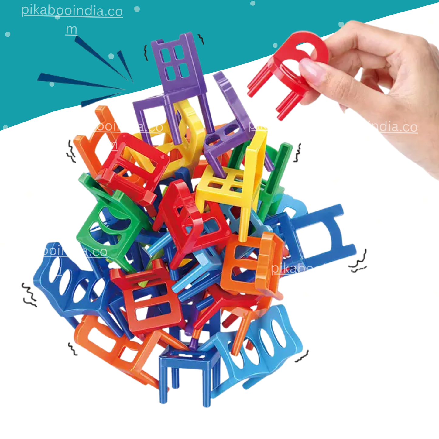 Balancing Chair Stacking Game – Skill-Building Family Fun Set with 24 Mini Seats