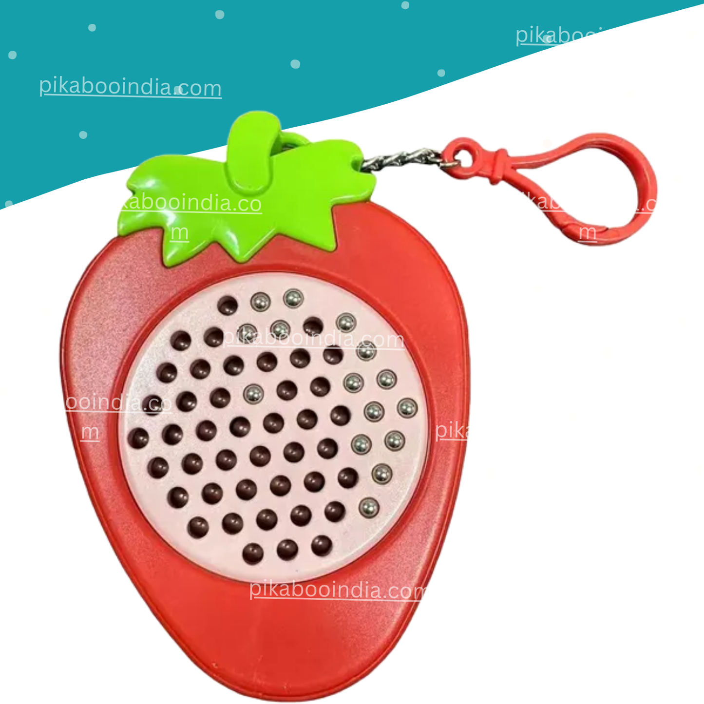 Strawberry Magnetic Bead Drawing Keychain | Montessori Travel Toy With Pen