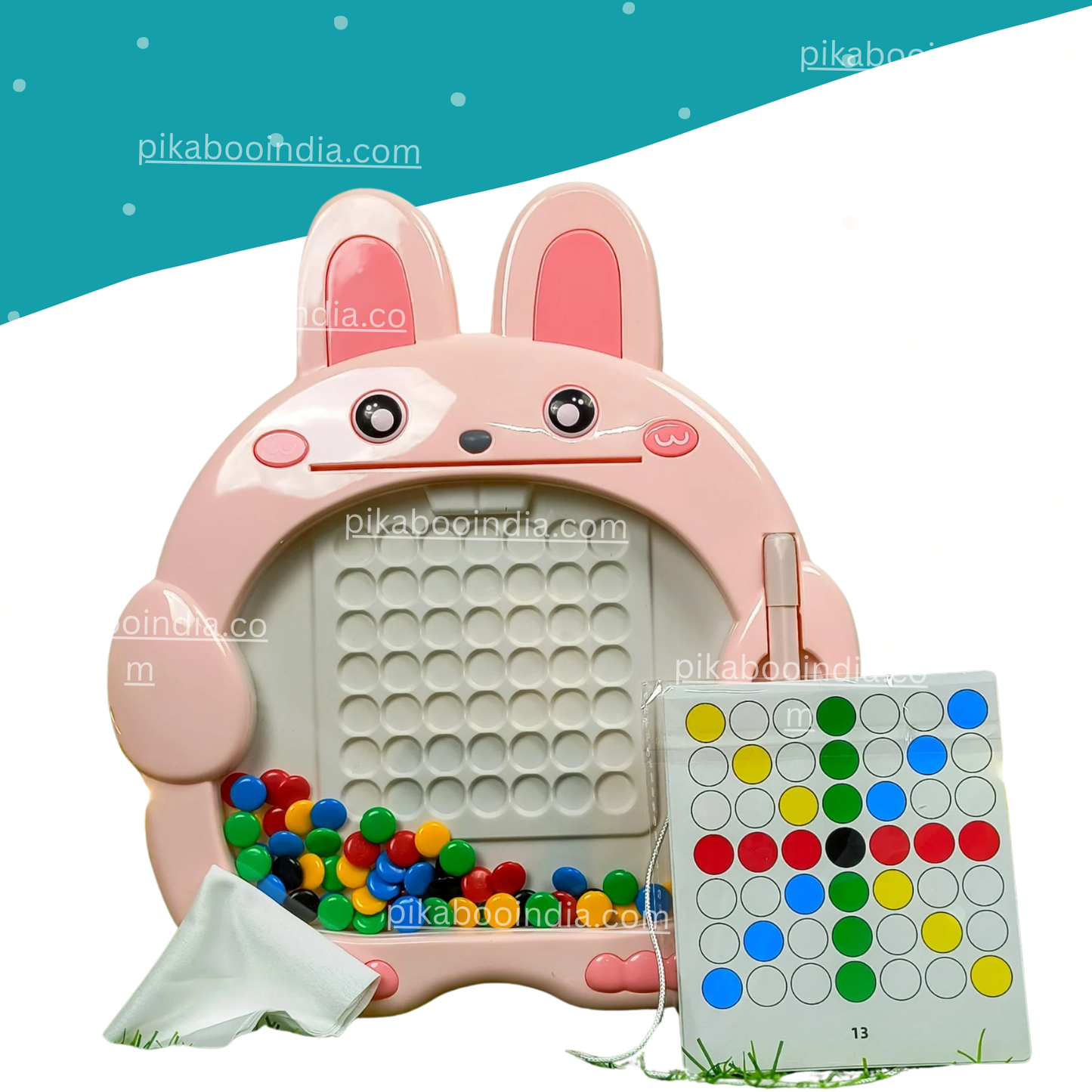 Rabbit Magnetic Drawing Board – Bead Art Toy with Pen & Cards for Kids’ Creativity