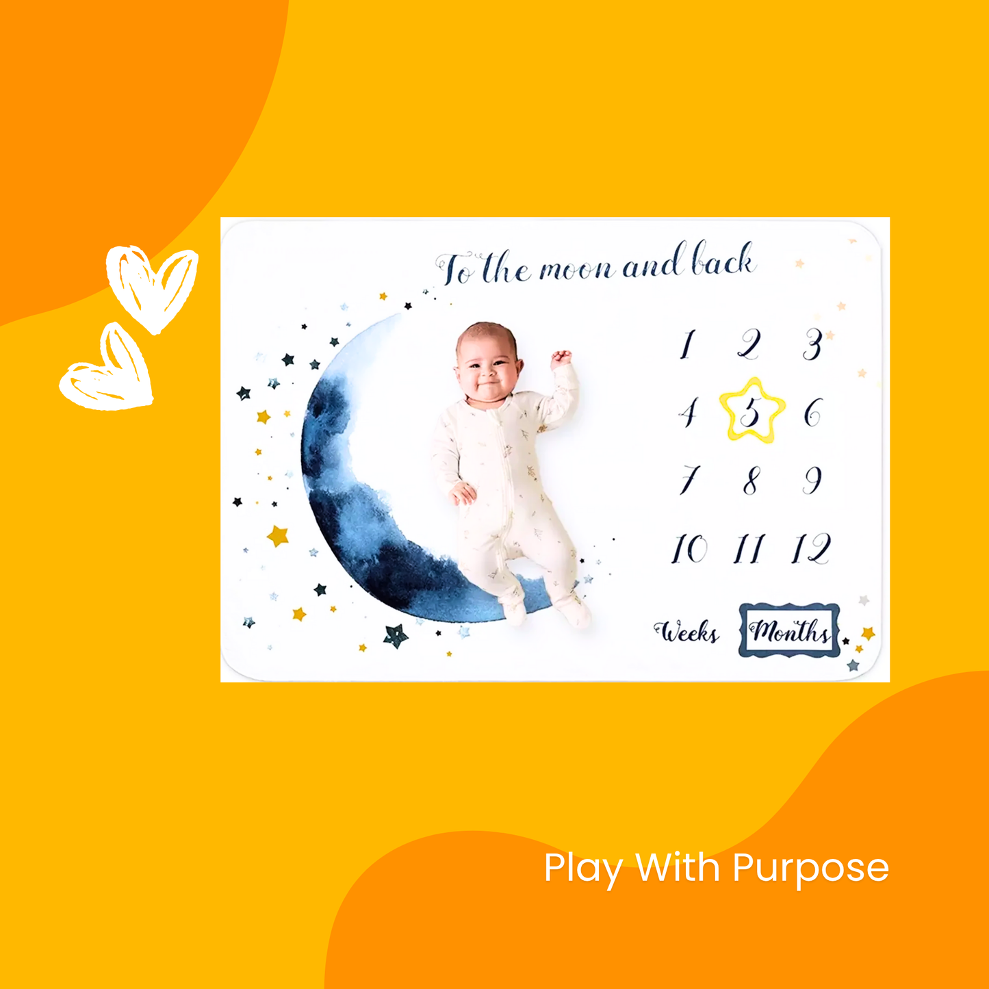 Cute Characters Milestone Bedsheet & Blanket for Babies