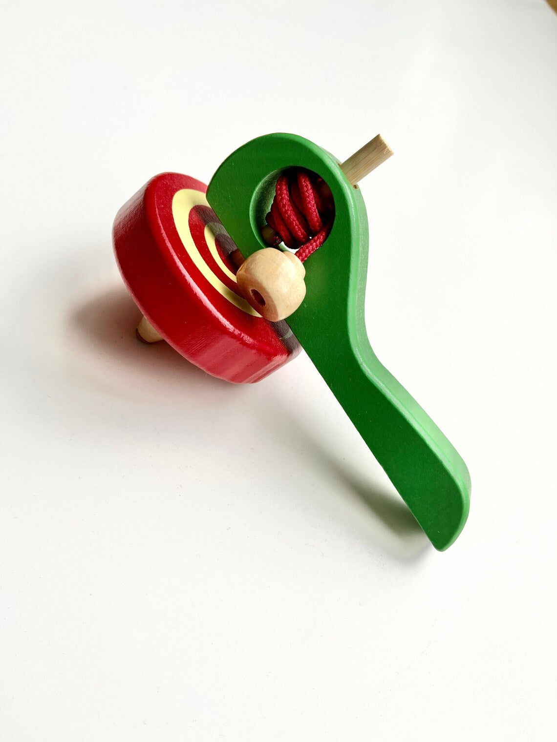 Wooden Top Lattoo | Handmade Wood Spin Toy | Best for Kids Boys Girls Outdoor Indoor Games