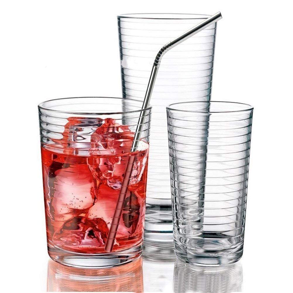 Stainless Steel Metal Straws (2 Bend 2 Straight) Set for Drinking Juice Reusable BPA-Free Metal