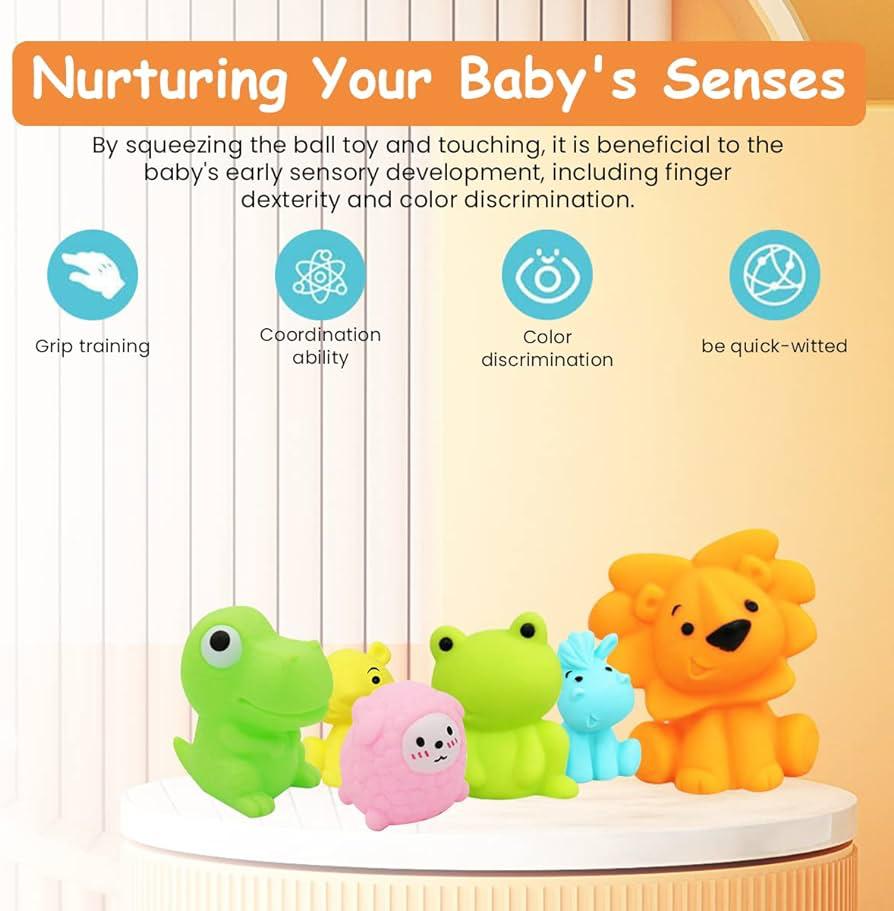 Baby Bath Squeaky Toys - Set of 6 Animals