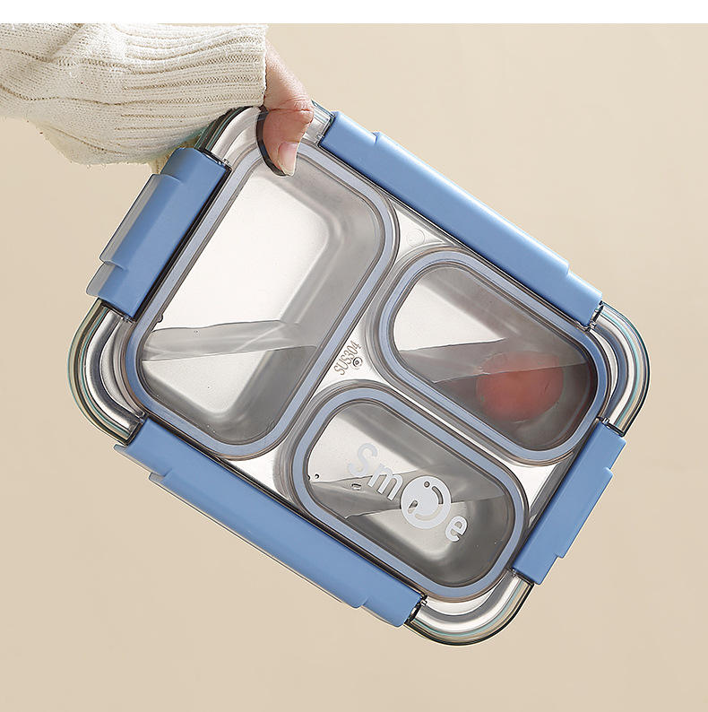 Peach Tokyo Table Stainless Steel Lunch Box – 3 Compartment Mixproof Tiffin