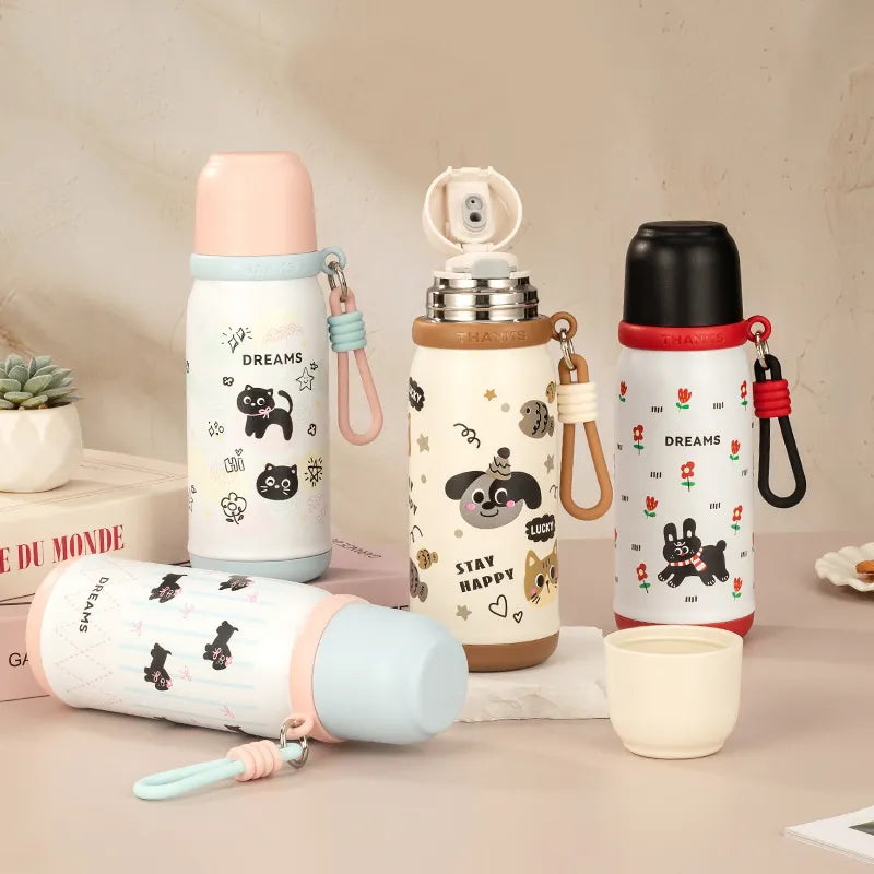 KawaiiPaws Thermal Water Bottle | 500ml Stylish Insulated Bottle for Kids & Adults