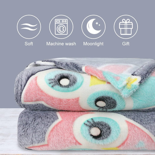 Owl Glow-in-the-Dark Blanket – Soft, Snuggly Throw for Babies, Toddlers & Kids