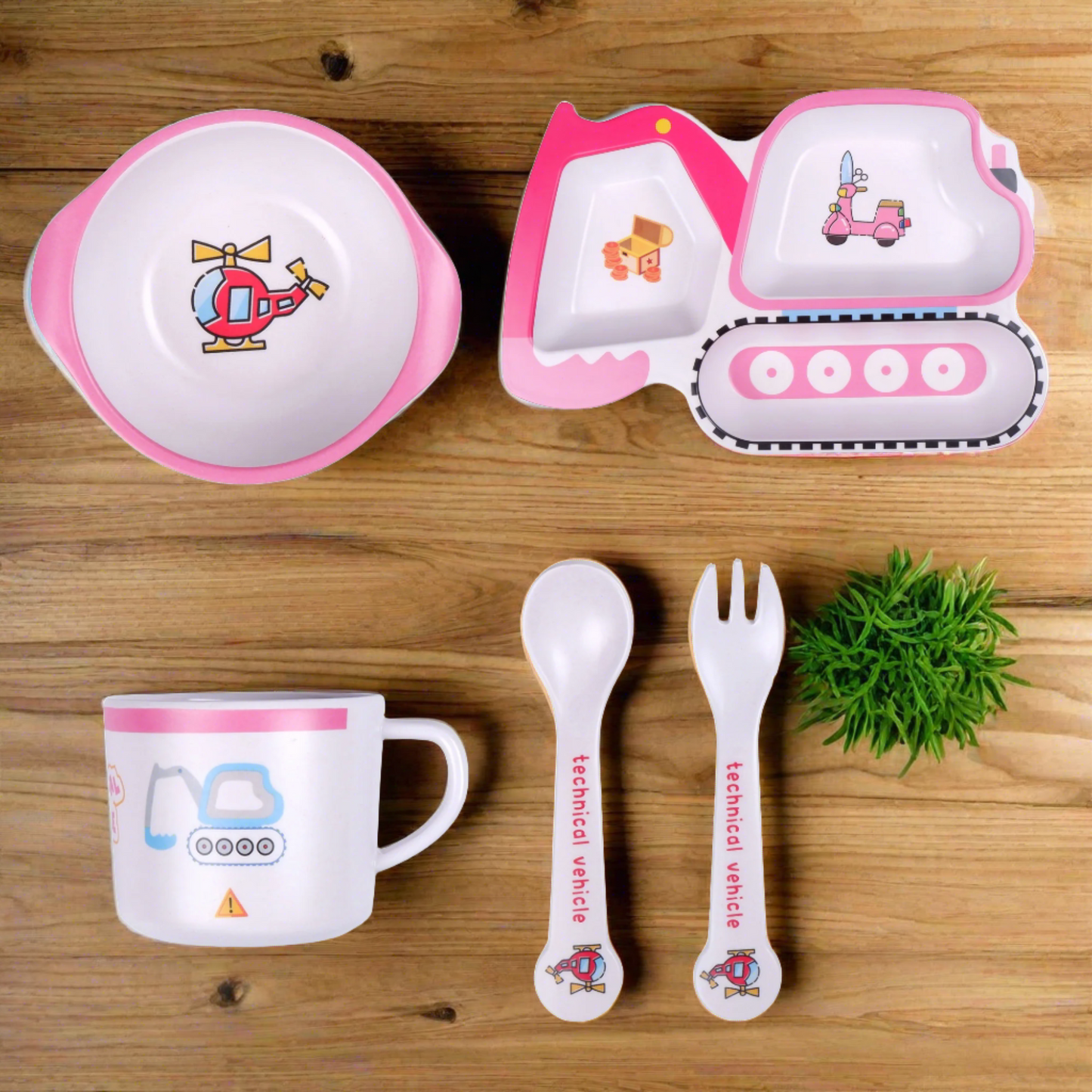 Bamboo Tableware Set – JCB Theme | Eco-Friendly for Kids