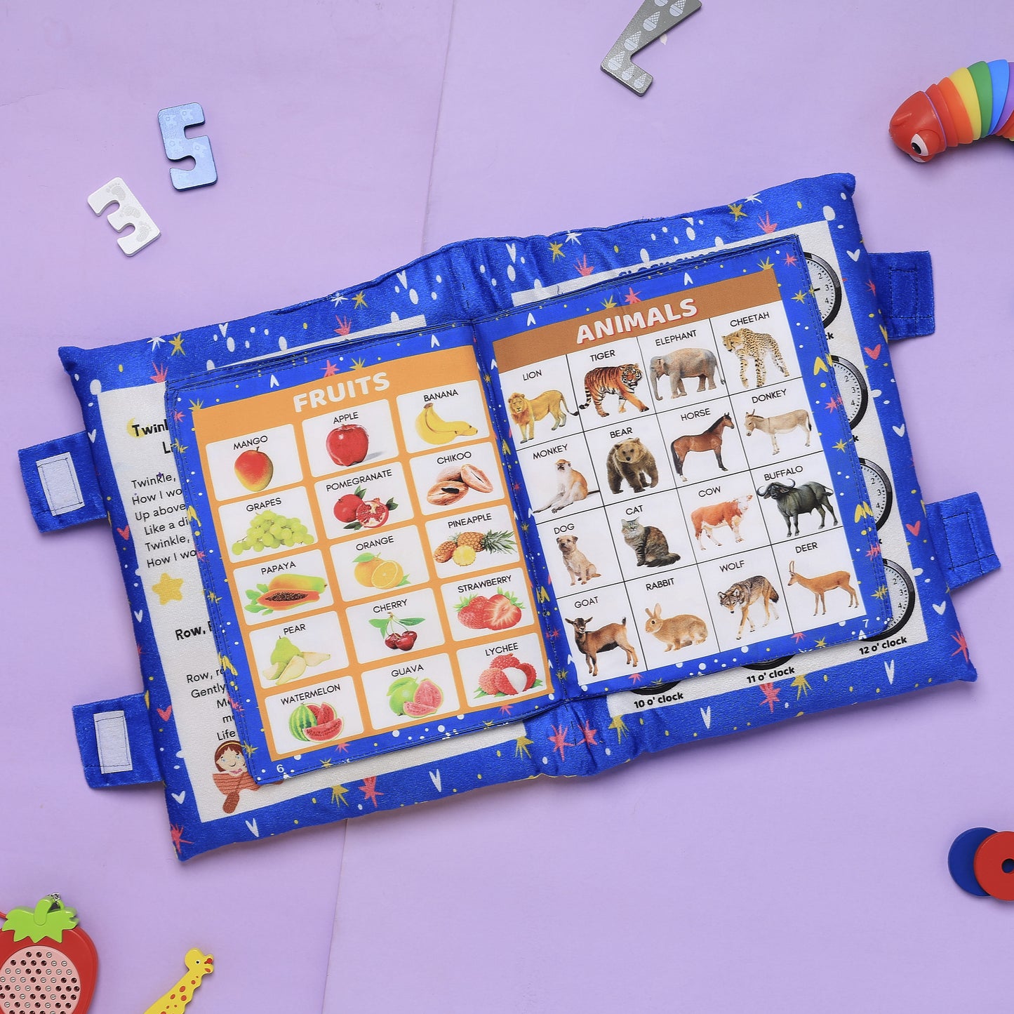 Blue Learning Cushion Book - English Rhymes Cloth Book for Toddlers