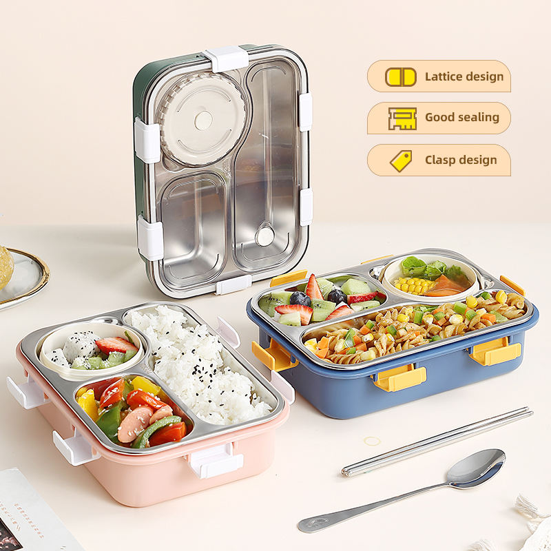 KoiKawaii Steel Lunch Box | 750ml Tiffin + 150ml Soup Bowl with Spoon for Kids & Adults – 2 Compartments + Dibbi