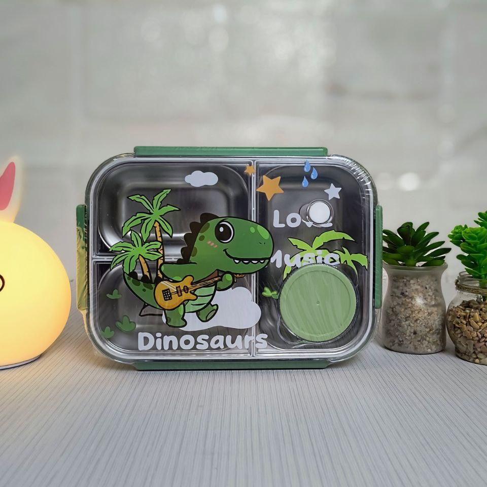 3-Grid Leak-proof Stainless Steel Lunch Box with Accessories & Sauce Container β Durable and Spacious (850 ml )