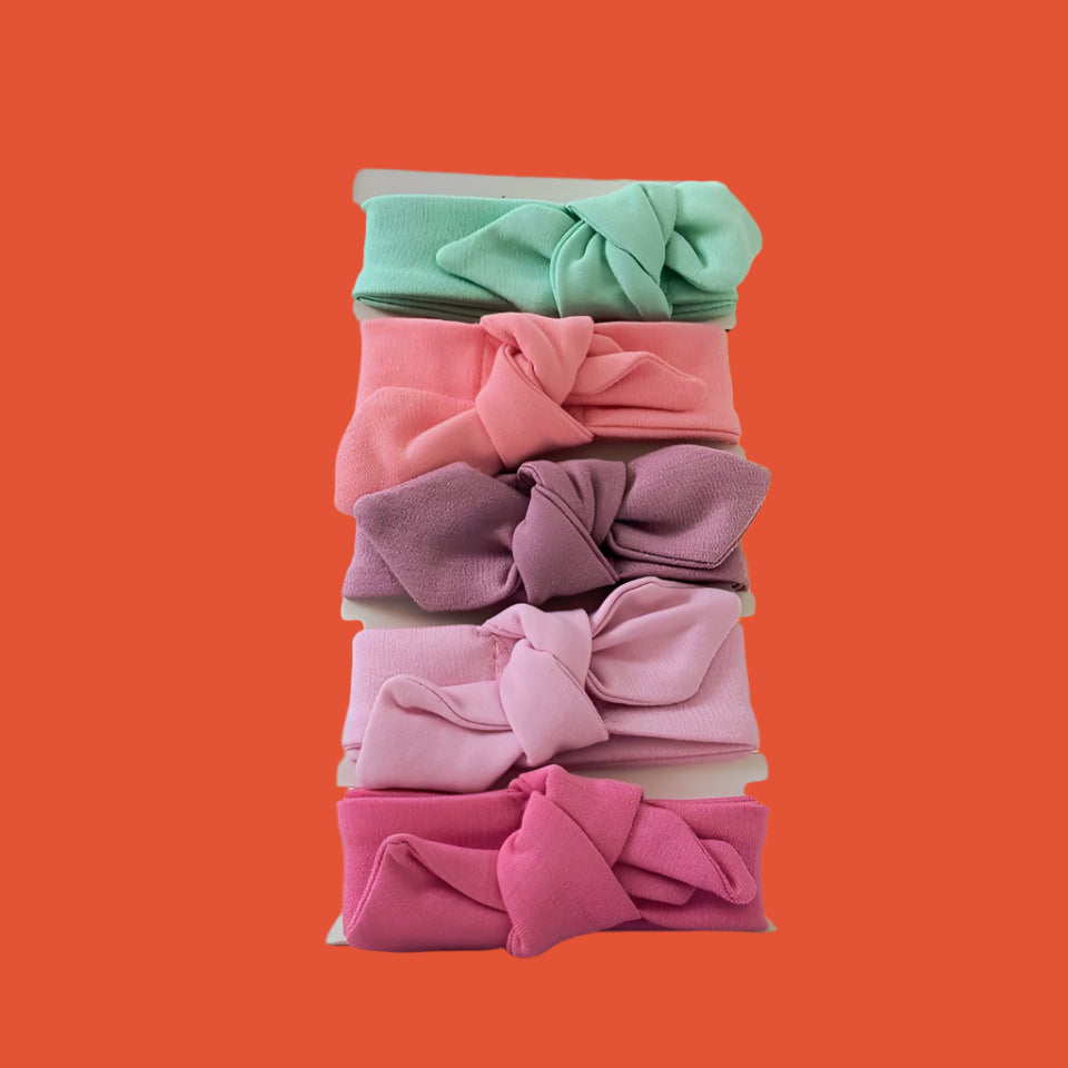 Set of 5 Organic Baby Headbands ( Design-2 ) - Soft, Stretchy, and Gentle for Delicate Skin