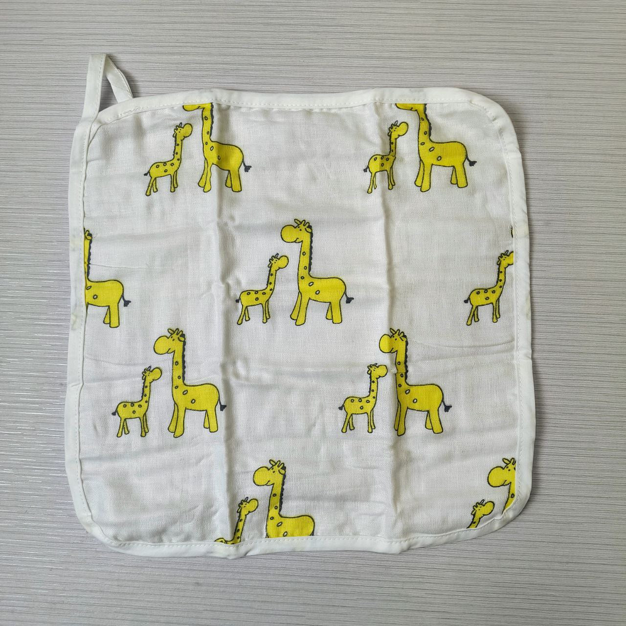 Set of 5 Organic Muslin Washcloths – 4-Layer, White Printed ( Design-3) Ultra-Soft & Gentle for Baby's Delicate Skin