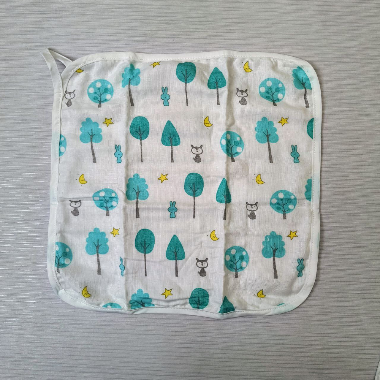 Set of 5 Organic Muslin Washcloths – 4-Layer, White Printed ( Design-3) Ultra-Soft & Gentle for Baby's Delicate Skin