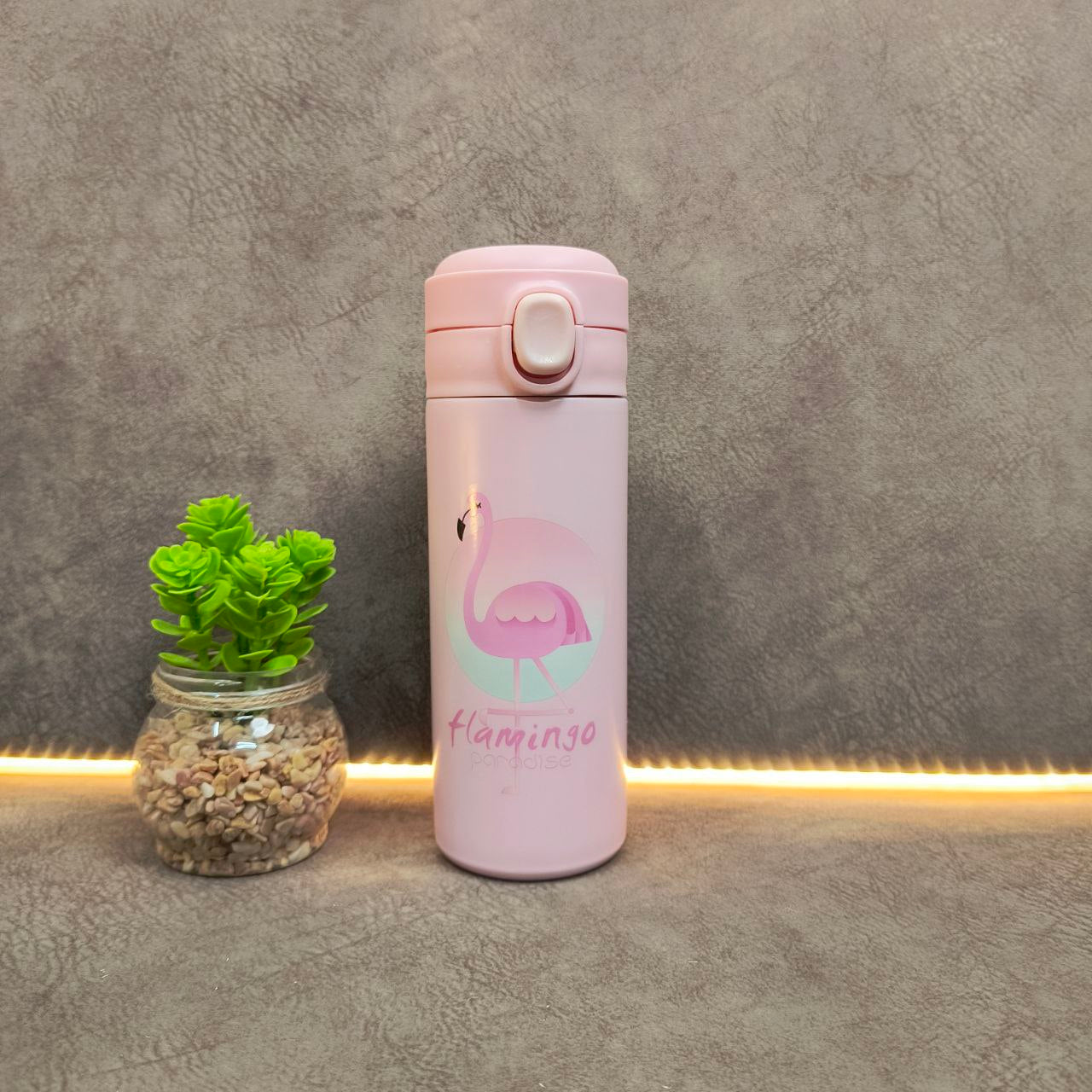Cartoon Doodle Printed Flip-Top Stainless Steel Vacuum Flask Kids Water Bottle 420 ML ( 797 )