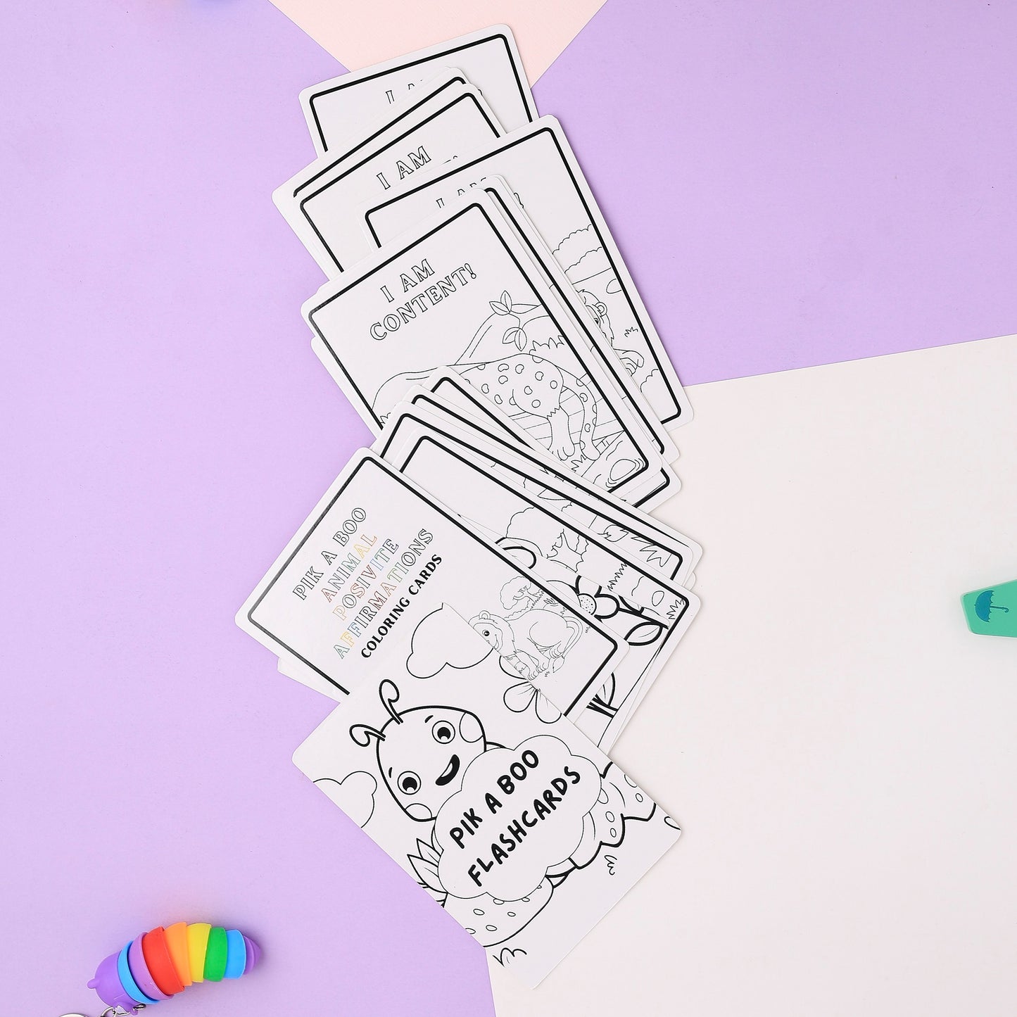 PiK A BOO Animal Affirmation Reusable Flashcards – Write & Wipe Fun (Set of 18)