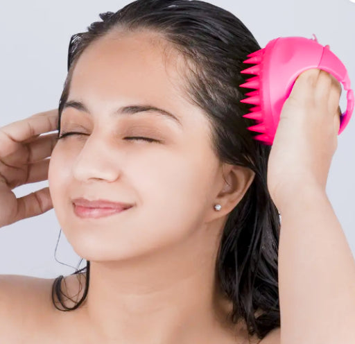 Stylish Finger Handle Round Wash Silicone Scalp Massager Shampoo Hair Brush