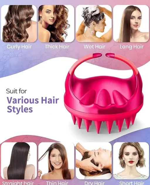 Stylish Finger Handle Round Wash Silicone Scalp Massager Shampoo Hair Brush