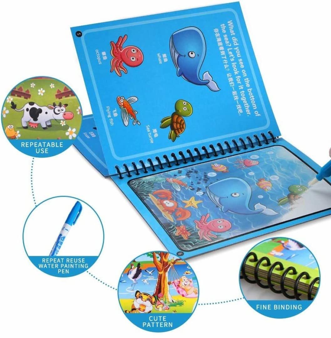 Water Magic Book Writing, Coloring, Travel-Friendly for Kids Any One