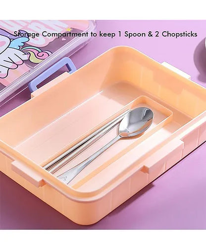 Unicorn / Dino 3 Grid Insulated Stainless Steel Leakproof Lunch Bento Box For Kids