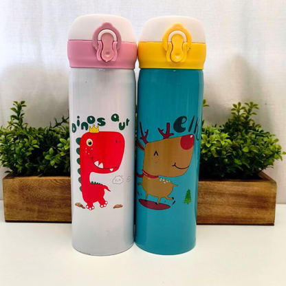 Animals Stainless Steel Without Straw Insulated  Water Bottle 420 ML (3363)