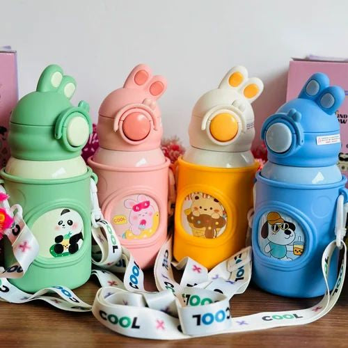 Insulated Cup With Cute Cartoon Rabbit Design, Popular Portable Sipper Water Bottle 500 ML (3412/13)