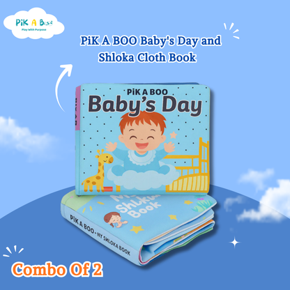 Shloka & Baby's Day Cloth Book Combo Crinkle Cover | Montessori Sensory Toy 1-6 Years