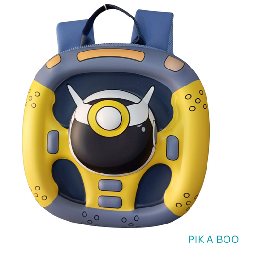 Blue Backpack Steering Wheel | Fun Kids School Bag for Boys & Girls