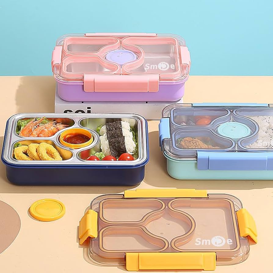 Pink Golden Gate Stainless Steel 3 Compartment Mix Proof Lunch Box Tiffin
