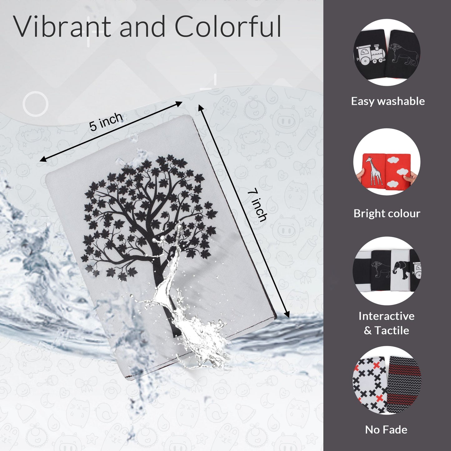 PiK A BOO Black & White Cloth Flash Cards | Early Learning & Brain Fun (Set of 18)