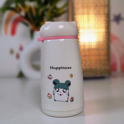 Cute Cartoon Printed Glass Water Bottle for Kids – Anti-Leak, 340ml School Water Bottle for Boys and Girls