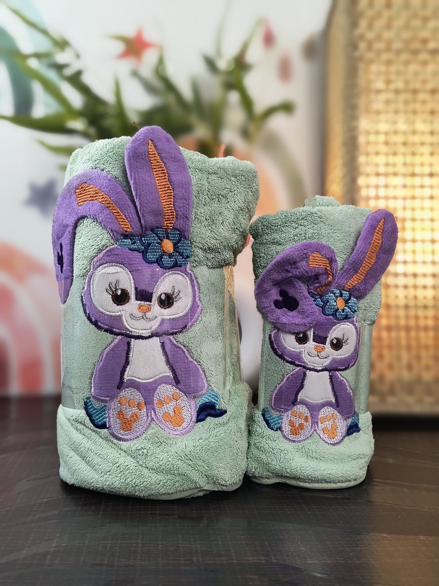 Cute Bunny Quick-Dry Bath Towel With  Matching Napkin – Super Soft & Absorbent for Babies & Toddlers, Boys and Girls