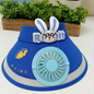 Cute Rabbit USB Rechargeable Retractable Wide Brim Sun Cap with 3 Gear Adjustable Wind Speed Fan Fan
