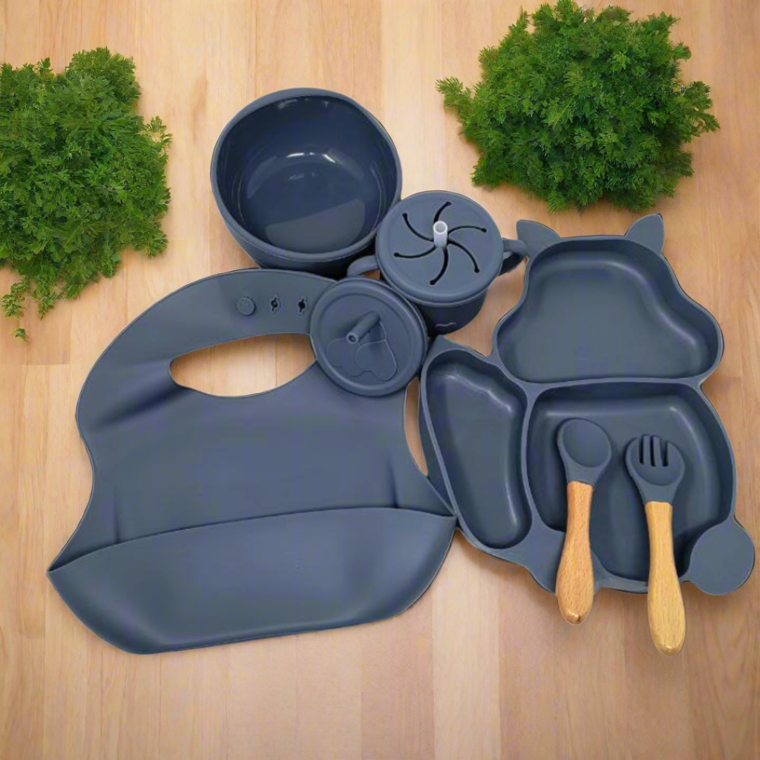 Baby Silicone Bibs Dinner Plate/Feeding Set