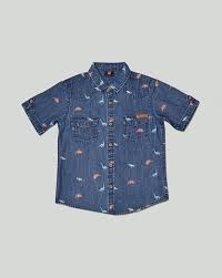 Soaring Sky Shirt – Light Blue Cotton Shirt with White Airplane Print for Kids