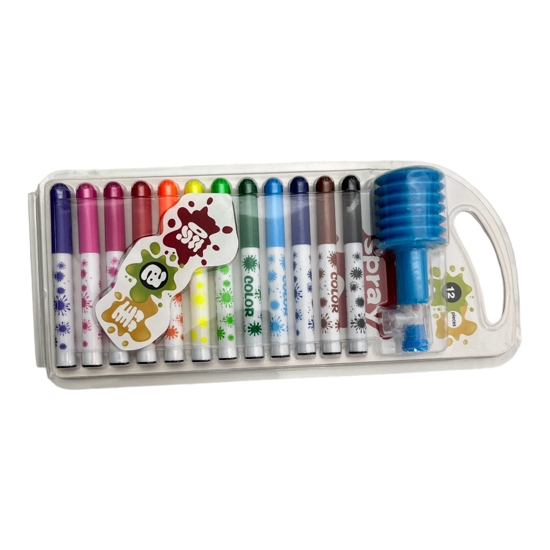 Magic Blow pen Set with Sketch Pens and stencils