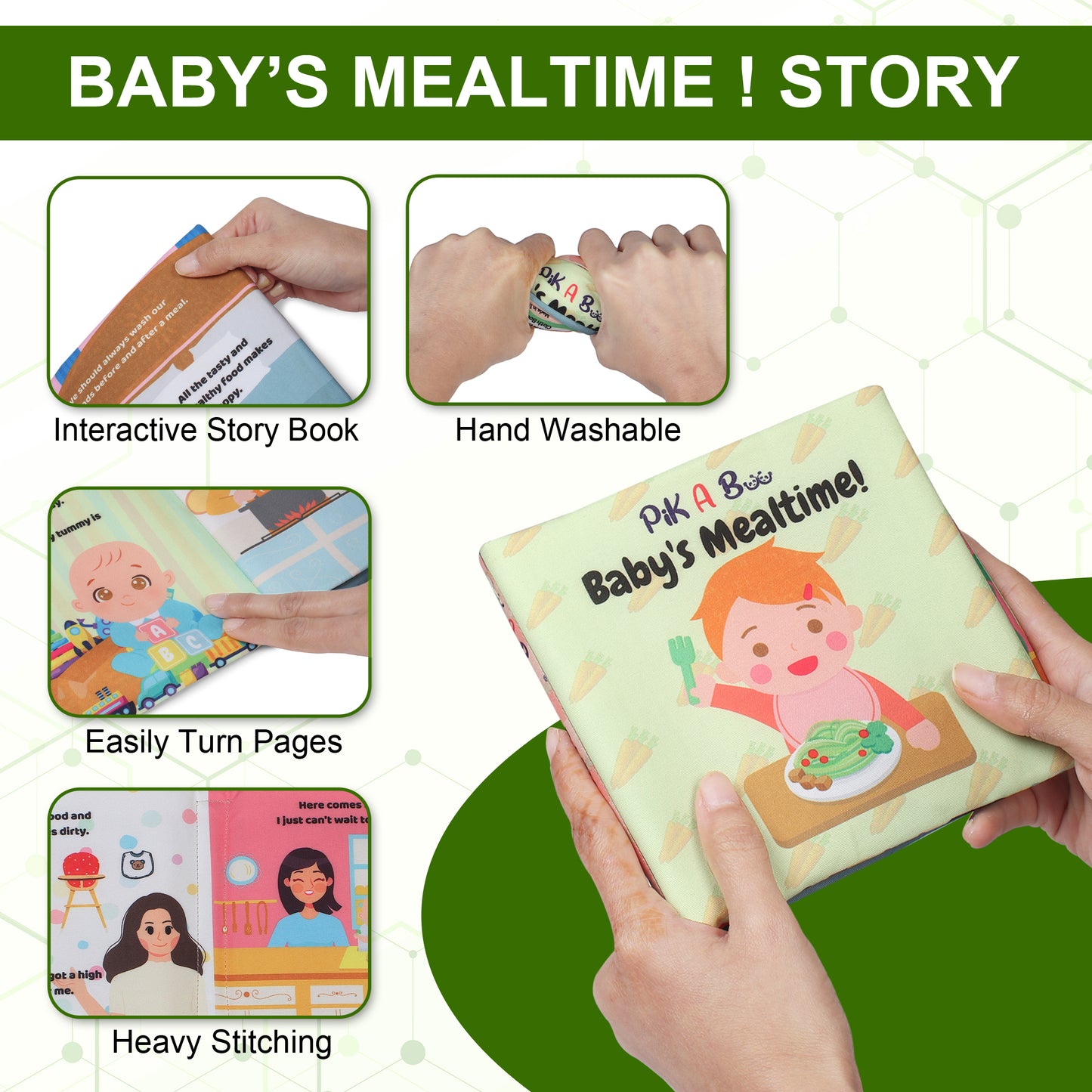 Baby Cloth Books Combo - Mealtime & Baby's Day | Soft Crinkle Fabric