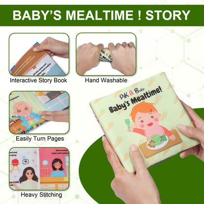 Baby Cloth Books Combo - Mealtime & Baby's Day | Soft Crinkle Fabric