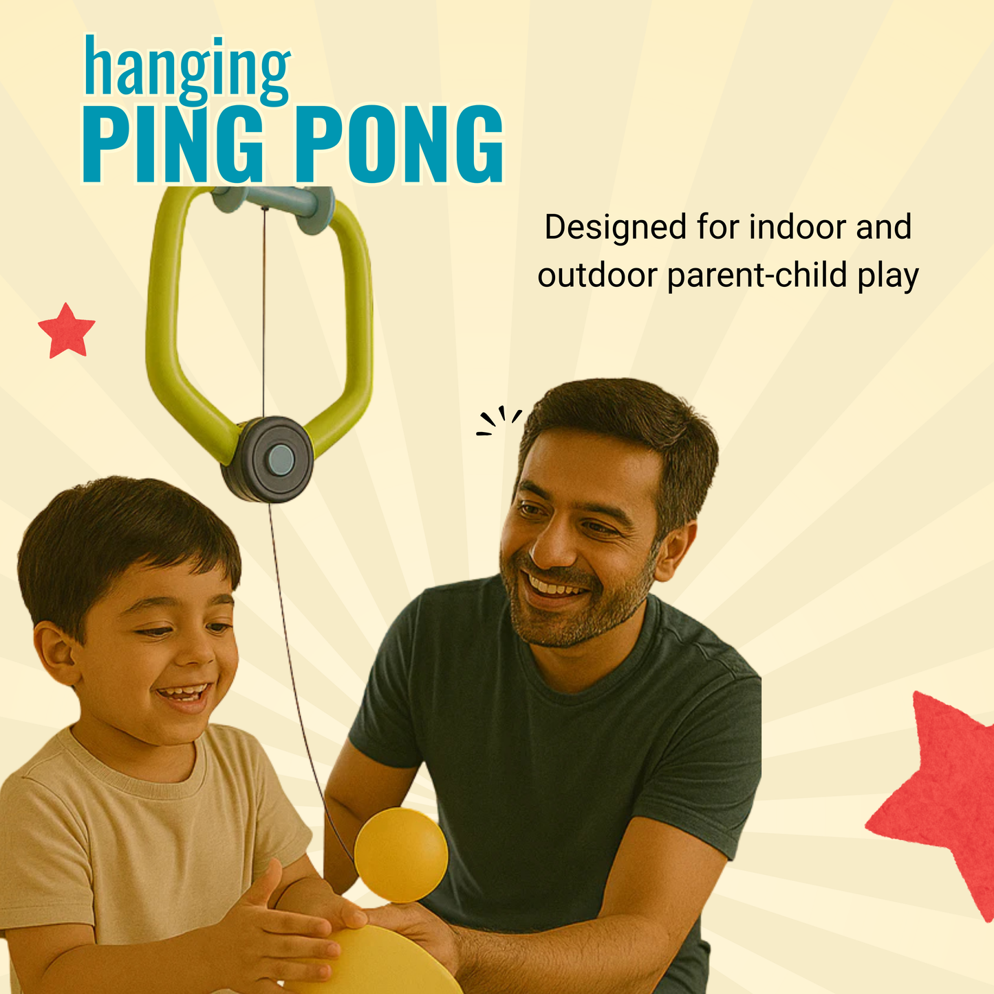PiK A BOO Smash Buddy Hanging Table Tennis Set - Doorway Ping Pong Game for Kids & Family Fun