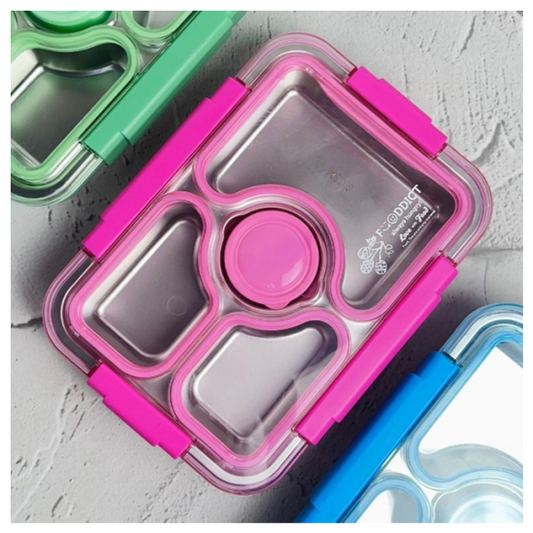 Pink Golden Gate Stainless Steel 3 Compartment Mix Proof Lunch Box Tiffin