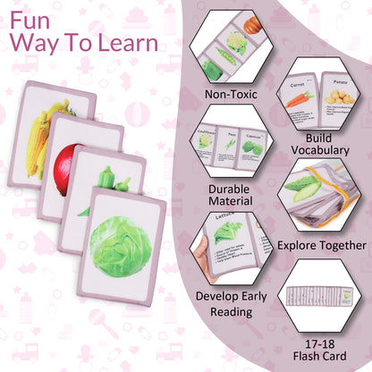 PiK A BOO Cloth Vegetable Flash Cards | Early Learning & Fun (Set of 18)