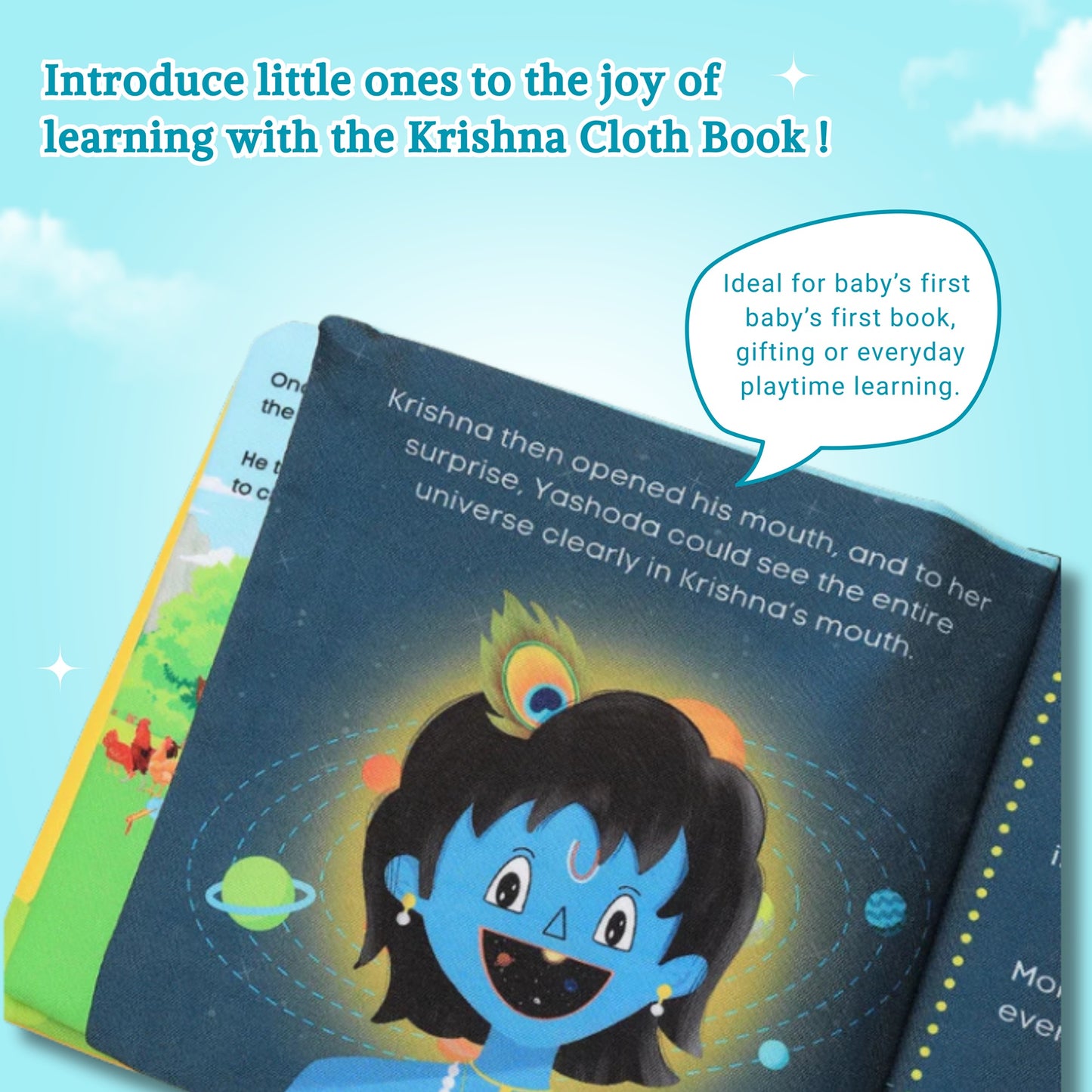 Krishna Cloth Mythology Story Book | Crinkle Cover, Sensory, Early Learning & Spiritual Fun