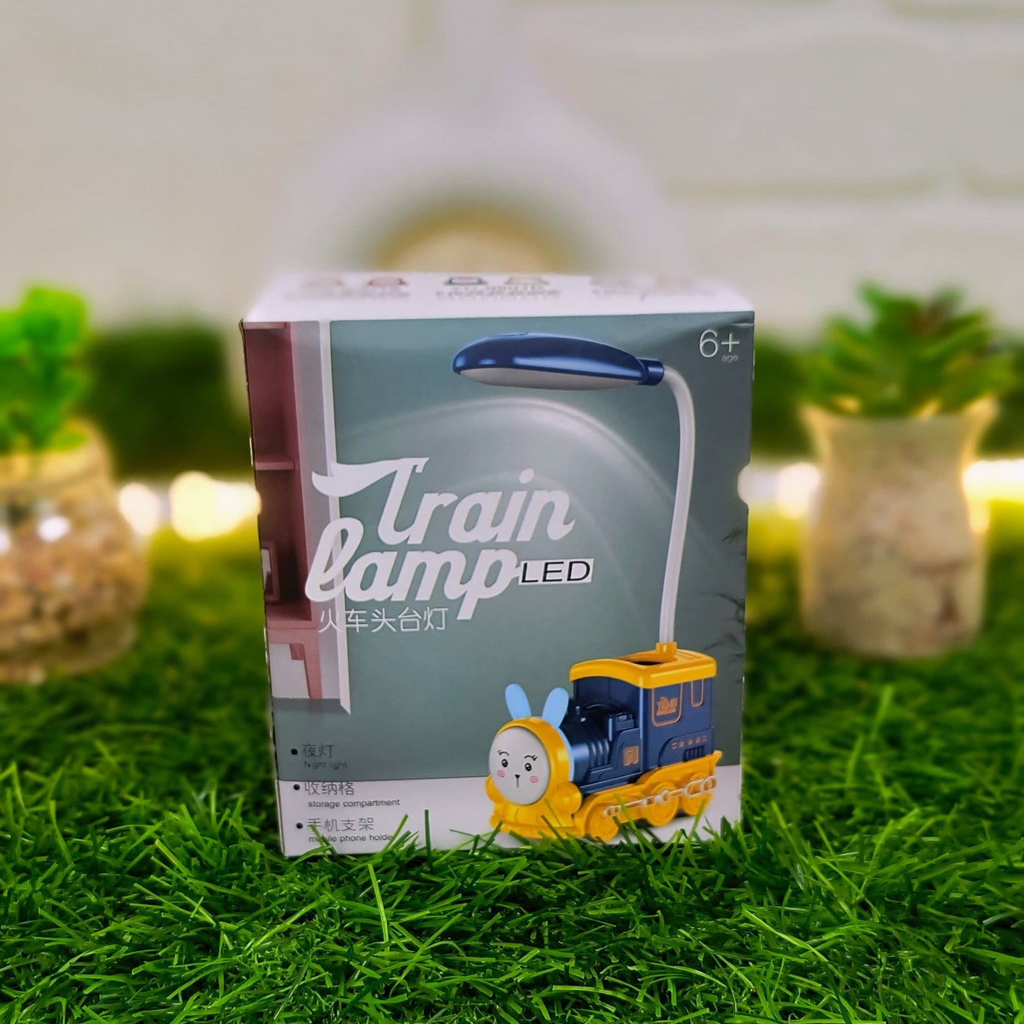 Train Engine LED Study Lamp for Kids & Teens | 180° Adjustable Desk Lamp with USB, Warm Light & Storage Compartment