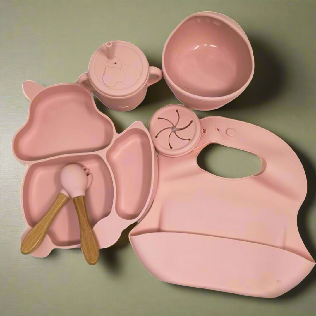 Baby Silicone Bibs Dinner Plate/Feeding Set