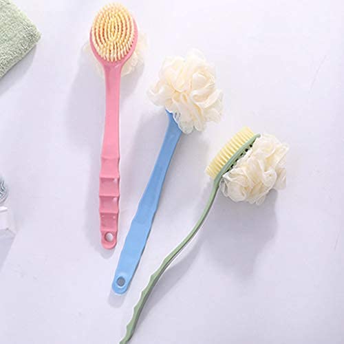 Long handle soft fur two in one bath brush colorful shower body brush for skin massage