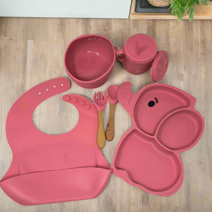 Baby Silicone Bibs Dinner Plate/Feeding Set