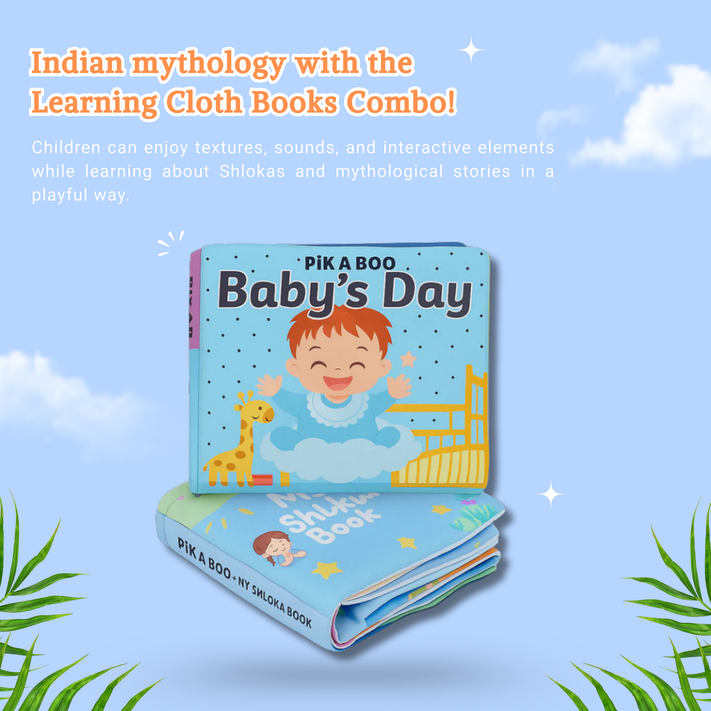 Shloka & Baby's Day Cloth Book Combo Crinkle Cover | Montessori Sensory Toy 1-6 Years