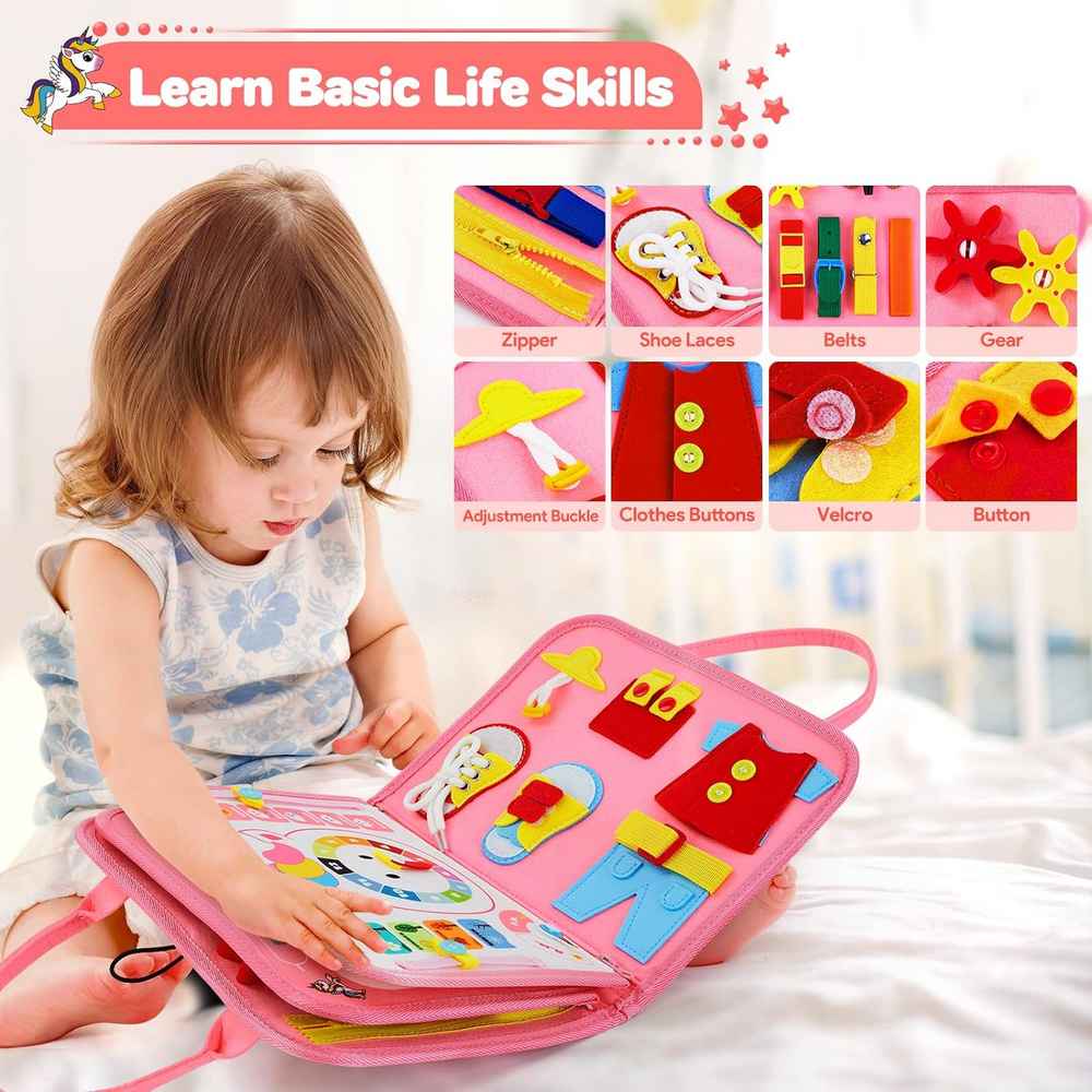 Unicorn Busy Quiet Book Bag - Montessori Activity Kit Early Education